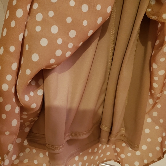 NWT METAPHOR sparkling polka dot golden tan/pure white flowing premium (12) - Picture 3 of 12